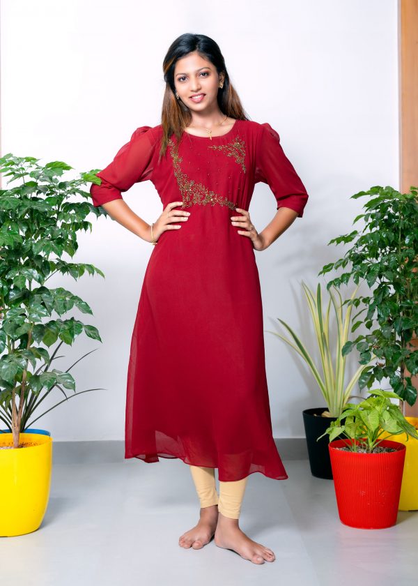 Georgette A line kurthi 3