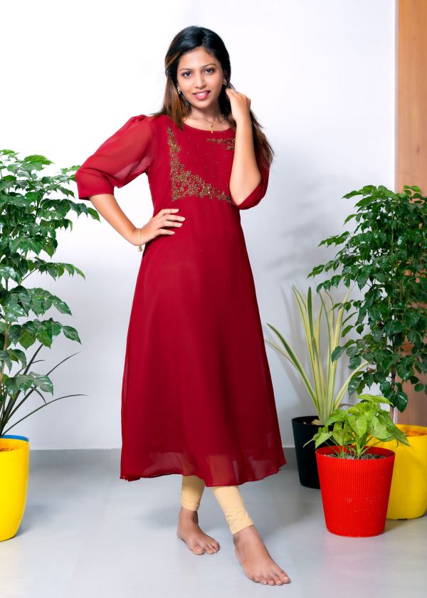 Georgette A line kurthi 1