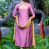 Raw silk slub fancy zari checks with golden tissue dupatta - pink 1