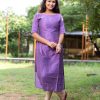 Raw silk slub fancy zari checks with golden tissue dupatta - lilac 4