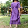 Raw silk slub fancy zari checks with golden tissue dupatta - lilac 3