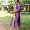 Raw silk slub fancy zari checks with golden tissue dupatta - lilac 1