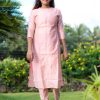 tusser silk pastel baby pink color muthu stripes top and bottom with olive dupatta - baby pink 3