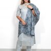 Tusser Silk Pastel Color Plain Top and Bottom with Kota Check Print Dupatta (Grey) 1