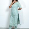 Tusser Silk Pastel Green Color Plain Top and Bottom with Kota Check Print Dupatta (Green) 4