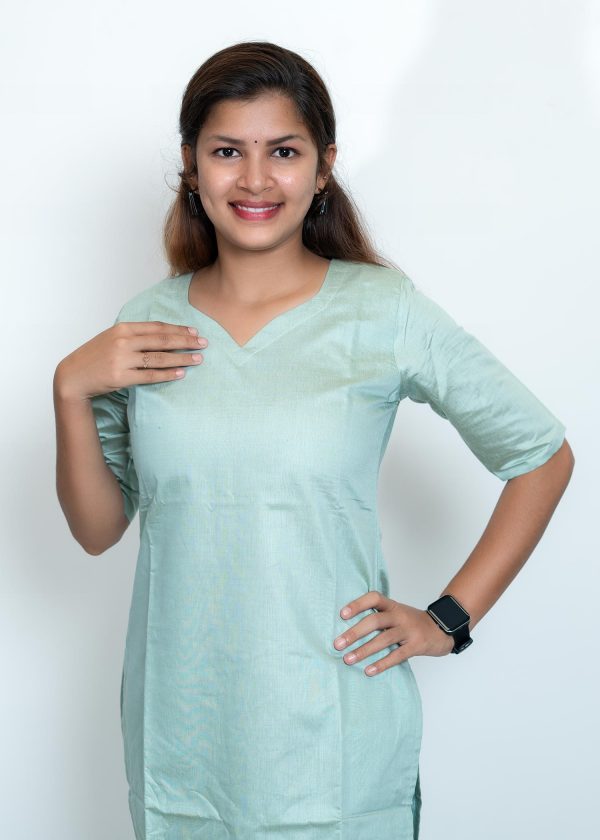 Tusser Silk Pastel Green Color Plain Top and Bottom with Kota Check Print Dupatta (Green)