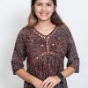 Alia Cut Mirror Work Party Wear Kurthi (Red)