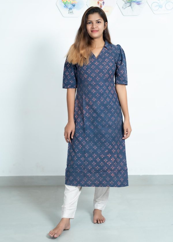 linen print hand block top with melonge pant