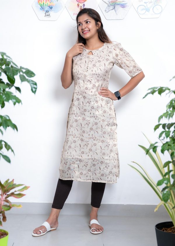 Tissue Digital Print Slitted Kurthi (Tusser) 1