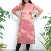 Tissue Digital Print Slitted Kurthi (Pink) 1