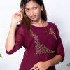 Georgette A line kurthi wine