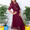 Georgette A line kurthi wine 2