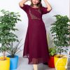 Georgette A line kurthi wine 1