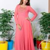 Georgette Full Frock (Peach) 2