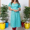 Cotton Frock Style Kurthi (Sea Green) 3