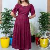 Frock Style Mirror Work Kurthi (Magenta) 3