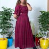 Frock Style Mirror Work Kurthi (Magenta) 1