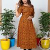 Frock Style Mirror Work Kurthi (Mustard) 3