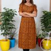 Frock Style Mirror Work Kurthi (Mustard) 2