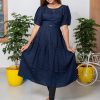 Frock Style Mirror Work Kurthi (Navy Blue) 3