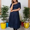 Frock Style Mirror Work Kurthi (Navy Blue) 2