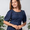 Frock Style Mirror Work Kurthi (Navy Blue)