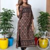 Cotton Slitted Ajrak Kurthi (Black) 2